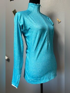 Nike Pro Aqua Blue Geometric 1/2 Zip Pullover Training Jacket